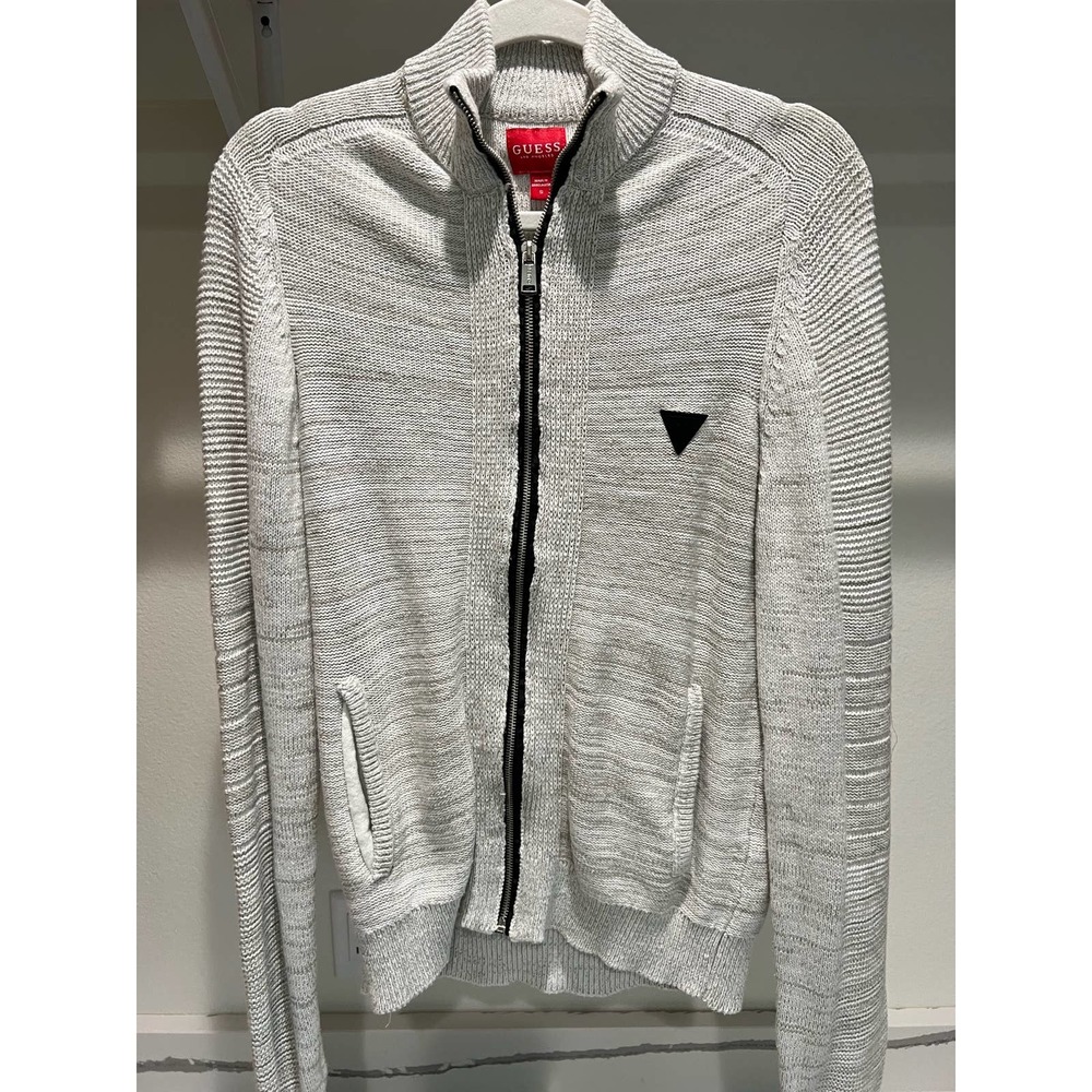 Guess Charlie Marled Mock-Neck Zip-Up Sweater Size Small‎